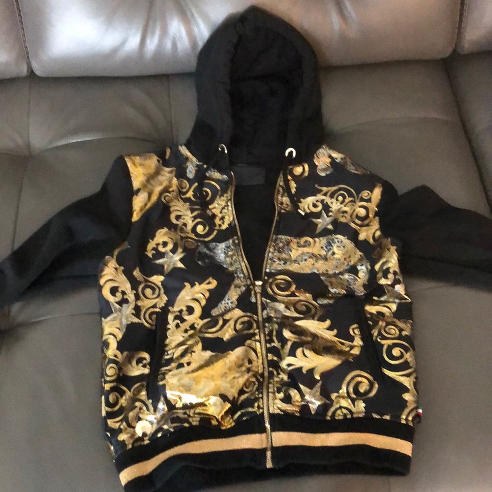 Philipp Plein (couture) Mens black and gold jacket/ size small/ like new.